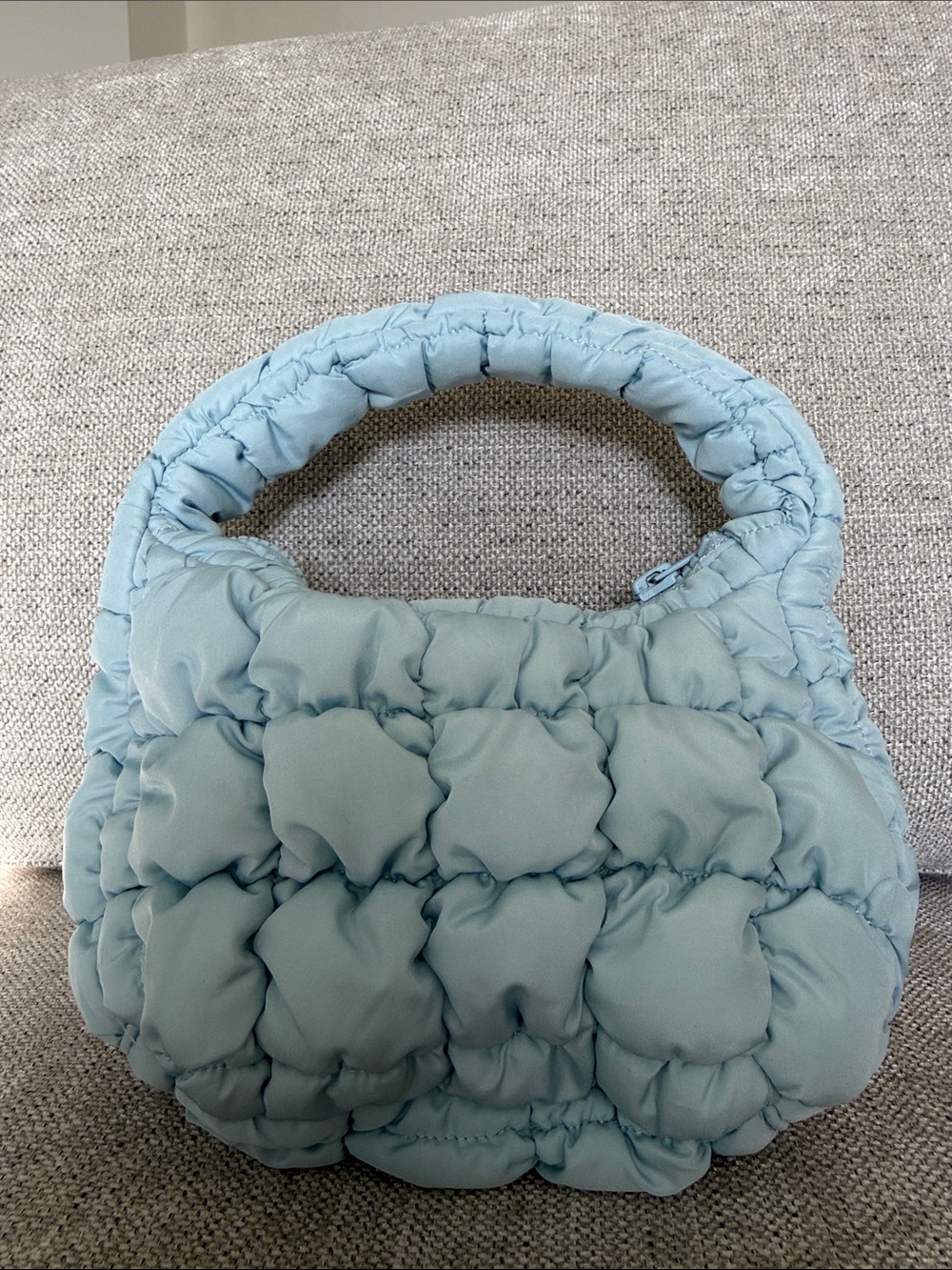 COS Powder Blue Quilted Puffer Mini Tote